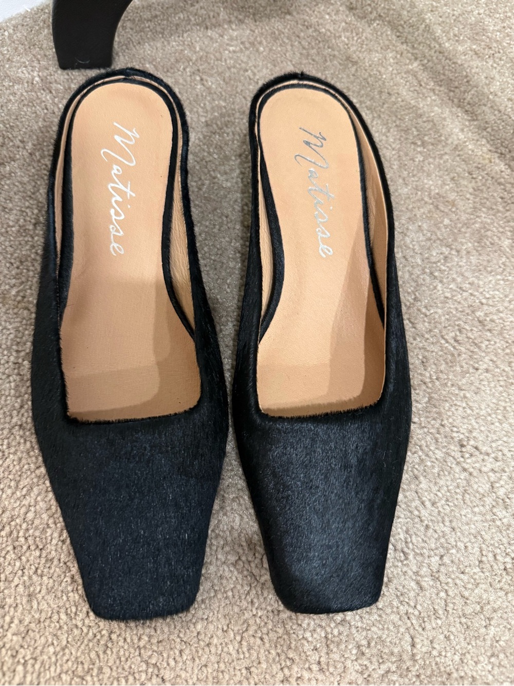 Matisse Black Square-Toe Slip-On Heels
